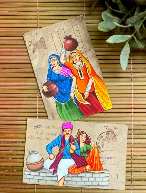 Miniature_20Art_20on_20Vintage_20Postcard_20-_20Mitra_20-_20GPC01E2x.webp