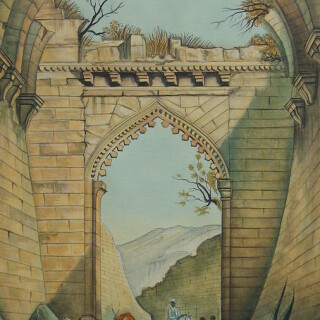 delhi-gate-historical-monuments-india-vintage-painting-artwork-art-gallery-richa-maheshwari