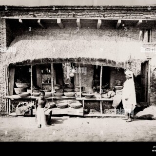 vintage-19th-century-photograph-food-stall-shop-calcutta-india-2E6X7GB